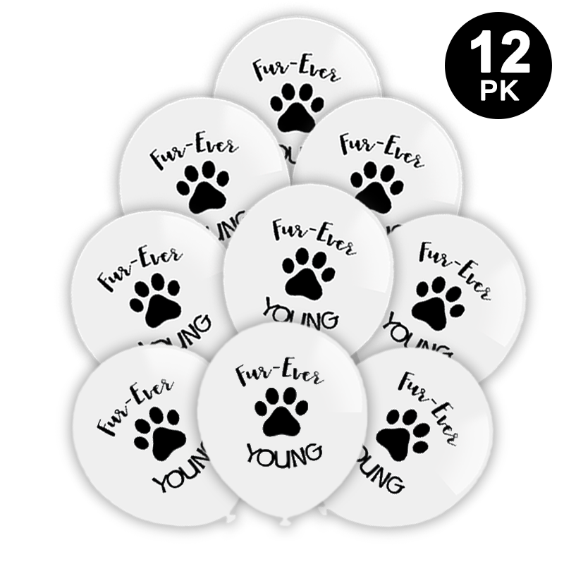 Puppy Paw Printed Latex Balloons 12 Pack