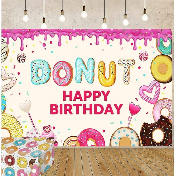My Sweet Donuts Birthday Party Backdrop Banner 150cm x 100cm