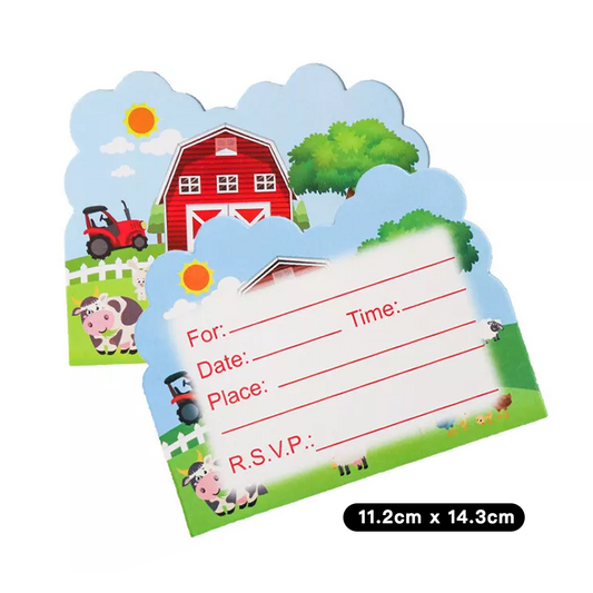 Farm Animals Birthday Invitation Cards 10 Pack