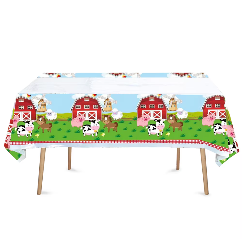 Farm Animals Tablecloth Table Cover Plastic 180cm x 108cm