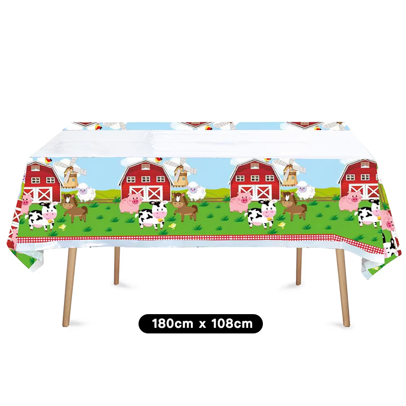 Farm Animals Tablecloth Table Cover Plastic 180cm x 108cm