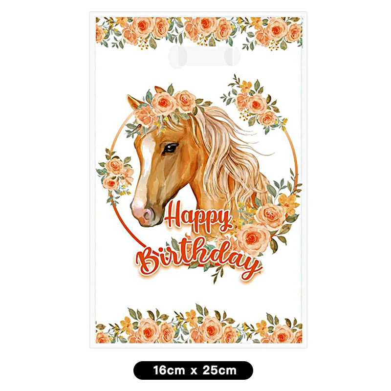 Horse Cowgirl Theme Gift Loot Bags Plastic 10 Pack