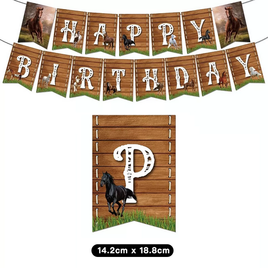 Horse Racing Theme Party Decorating Set | Birthday Banner Balloons Cake Cupcake Toppers