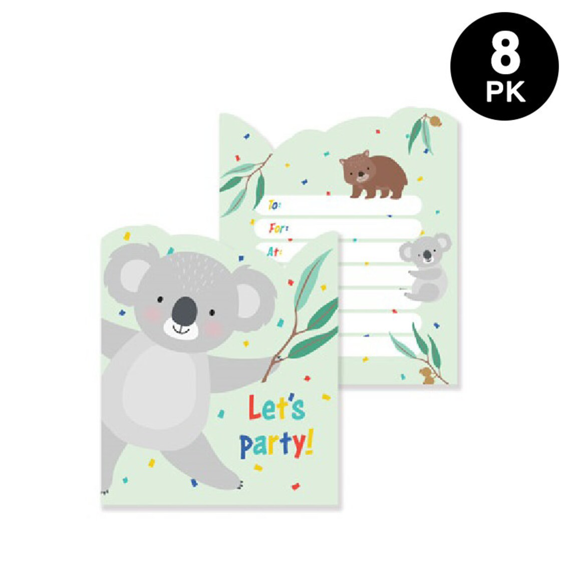 Australiana Koala Invitation Cards 8 Pack