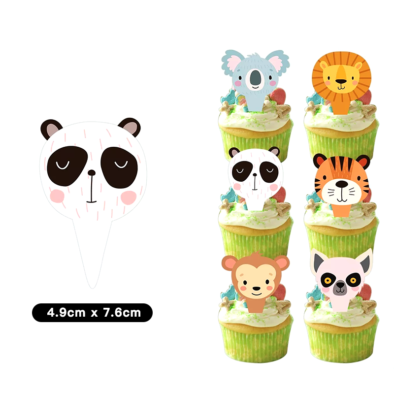 Jungle Animals Cupcake Toppers with Wrappers 12 Pack