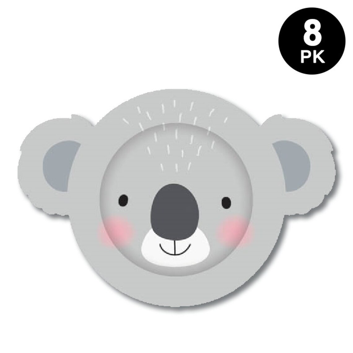 Australiana Koala Shaped 23cm 9 inch Paper Plates Round 8 Pack