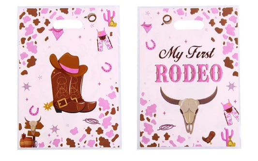 Western Cowgirl My First Rodeo Party Gift Loot Bags Plastic 10 Pack