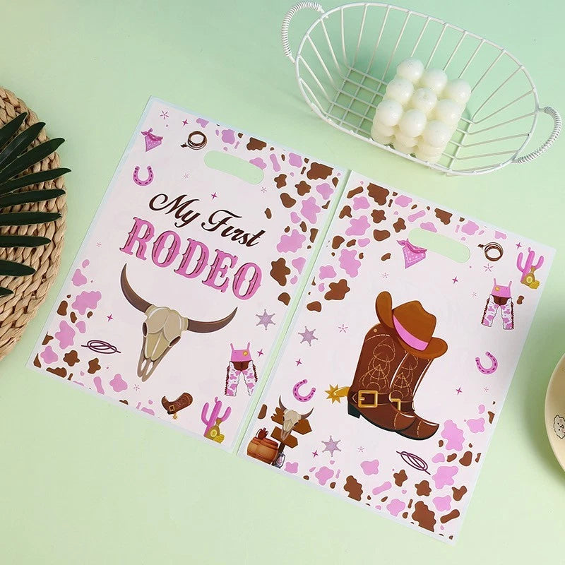 Western Cowgirl My First Rodeo Party Gift Loot Bags Plastic 10 Pack