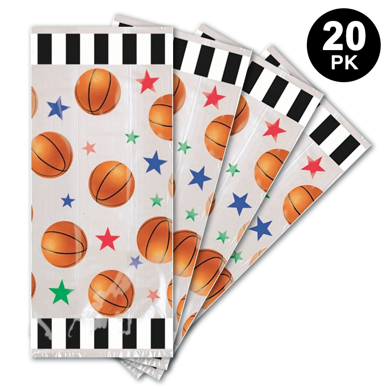 Basketball Theme Gift Loot Bags Plastic 20 Pack