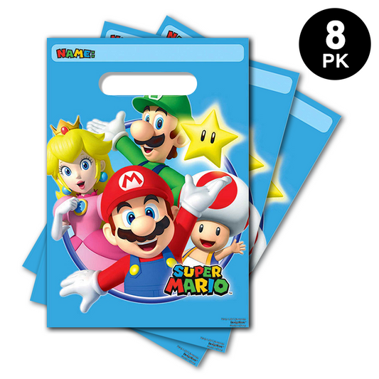 Super Mario Brothers Plastic Gift Loot Bags 8PK