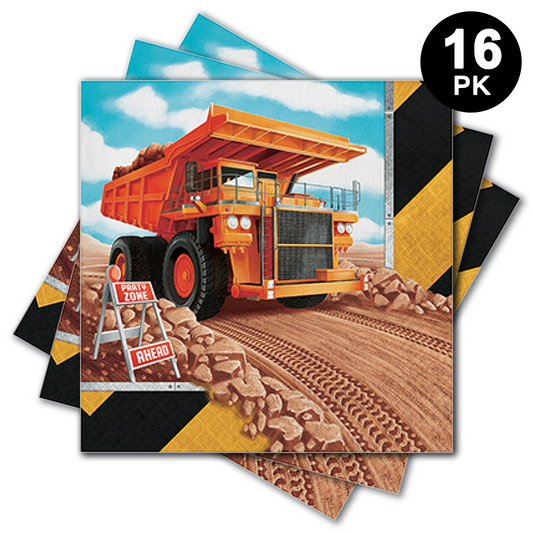 Big Dig Construction Luncheon Napkins 16 Pack