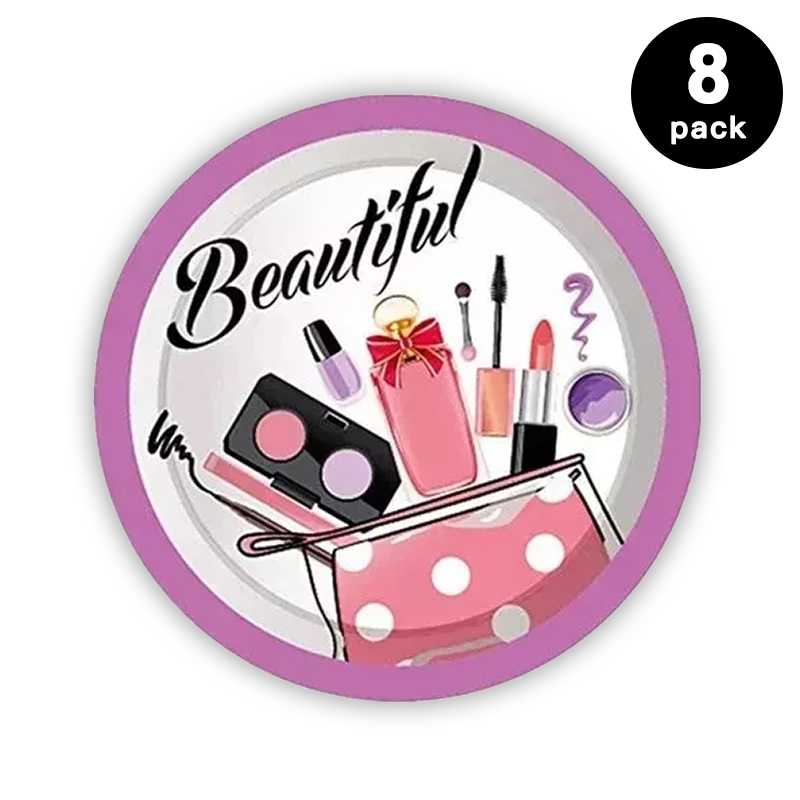 Beauty Makeup Cosmetics 7 inch 18cm Paper Plates Round 8 Pack