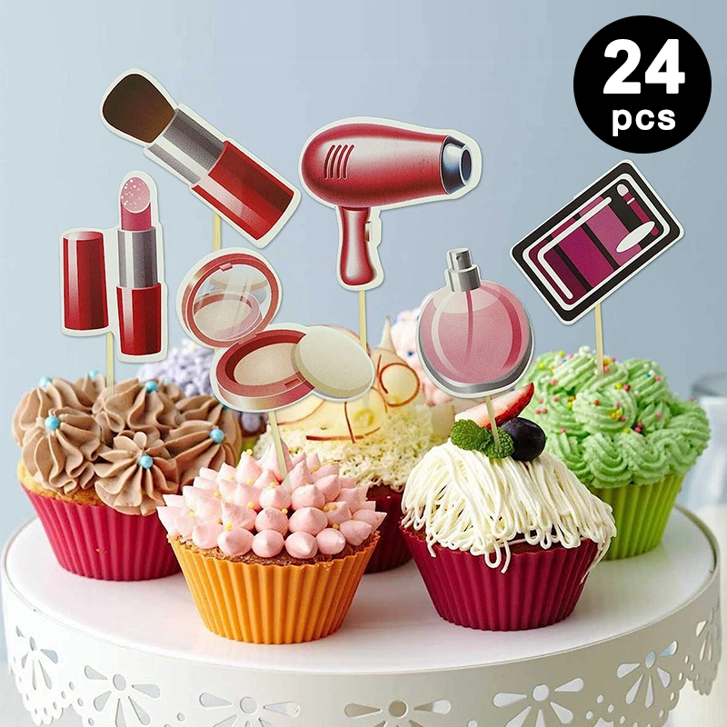 Beauty Makeup Cosmetics Theme Party Decorating Set | Birthday Banner Balloons Cake Cupcake Toppers
