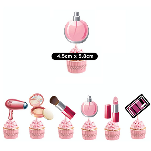 Beauty Makeup Cosmetics Cupcake Toppers 24 Pack