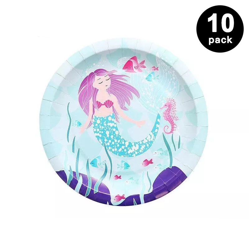 Mermaid Under the Sea 7 inch 18cm Paper Plates Round 10 Pack