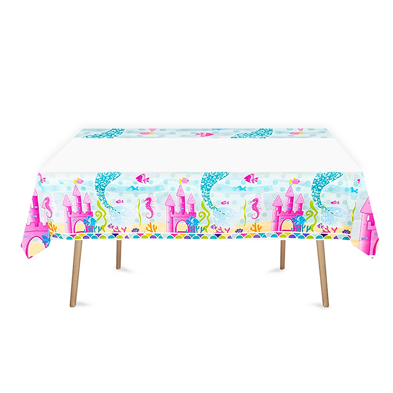 Mermaid Under The Sea Tablecloth Plastic 180cm x 108cm
