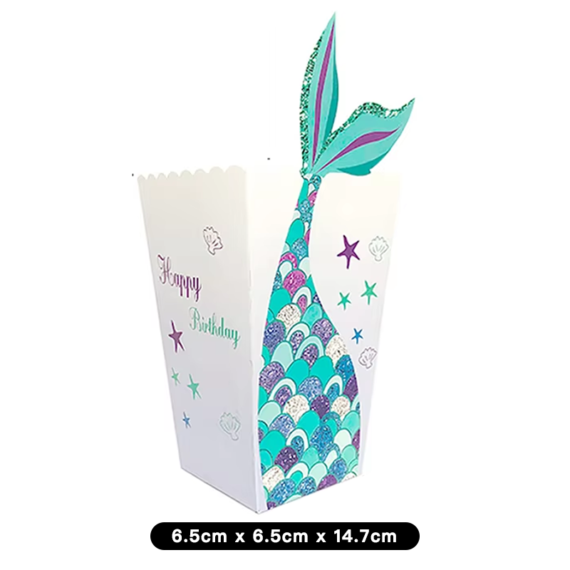 Mermaid Tail Under the Sea Theme Popcorn Box 6 Pack
