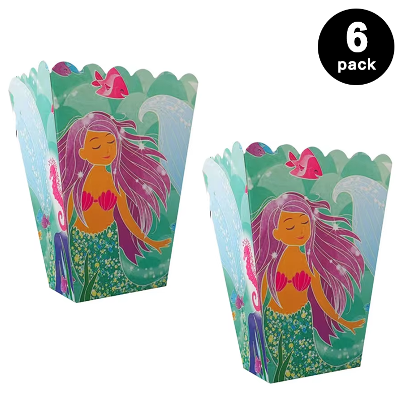 Mermaid Theme Popcorn Box 6 Pack