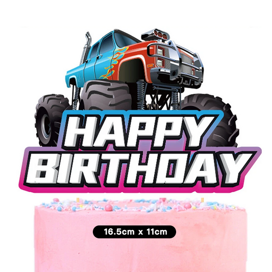 Monster Truck Theme Birthday Cake Topper