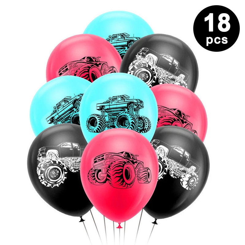 Monster Truck Birthday Party Decoration Set - Banner Balloons Cake Toppers