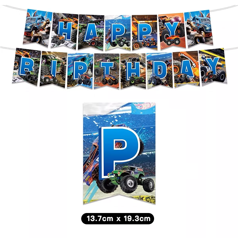 Monster Truck Theme Birthday Banner 2 Meter