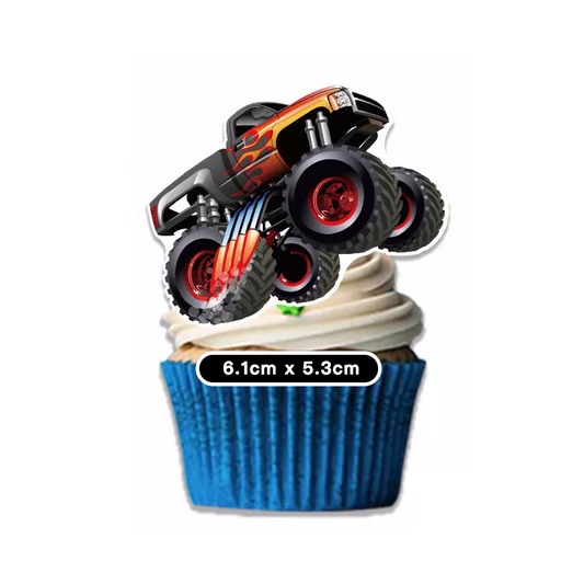 Monster Truck Cutout Cupcake Toppers 12 Pack