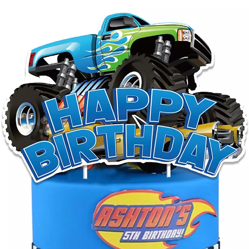 Monster Truck Theme Birthday Cake Topper