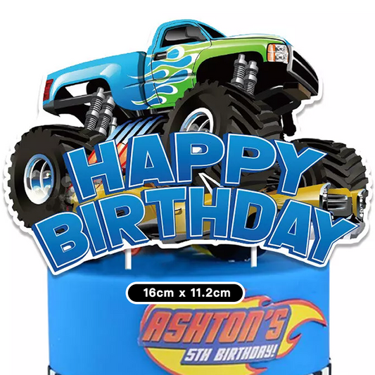 Monster Truck Theme Birthday Cake Topper