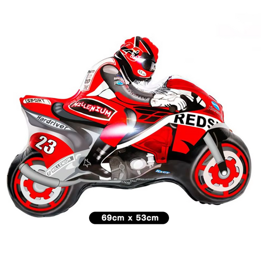 Motorbike Shaped Checkered Printed Foil Balloons 8 Pack