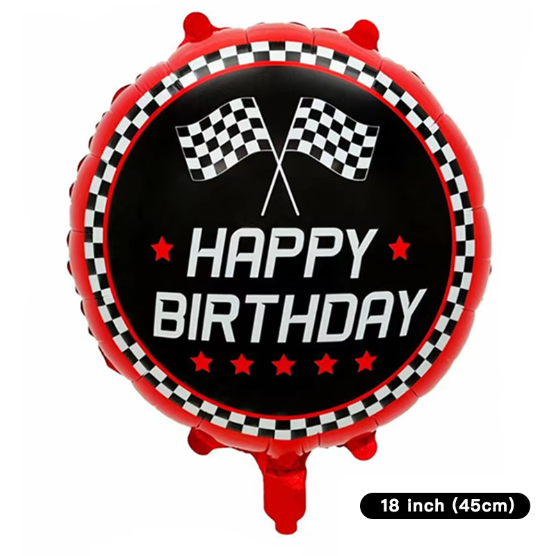 Motorbike Shaped Checkered Printed Foil Balloons 8 Pack