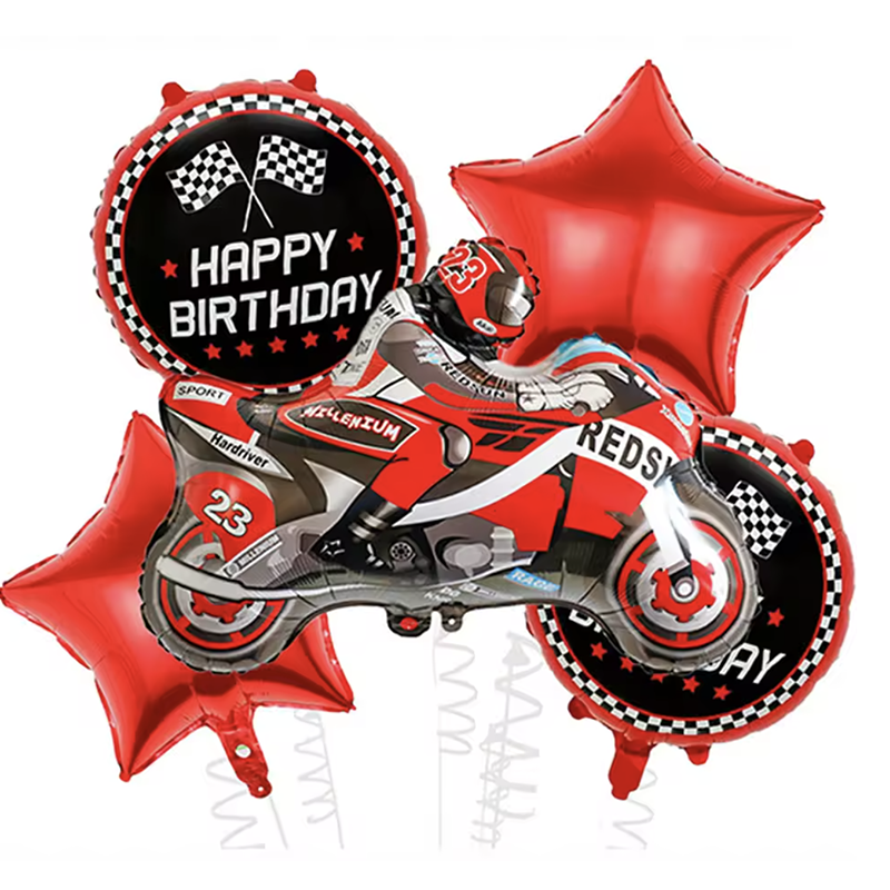 Motorbike Shaped Foil Balloons (Red) 5 Pack