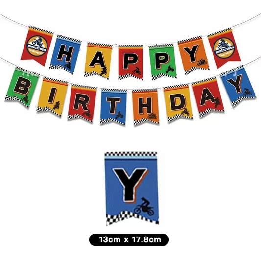 Motorbike Motocross Theme Birthday Banner 2 Meter
