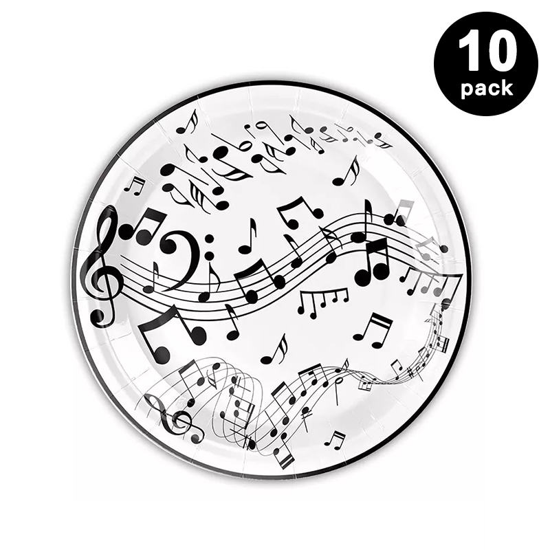 Music Notes Party Paper Plates 7 inch 17cm Round 10 Pack