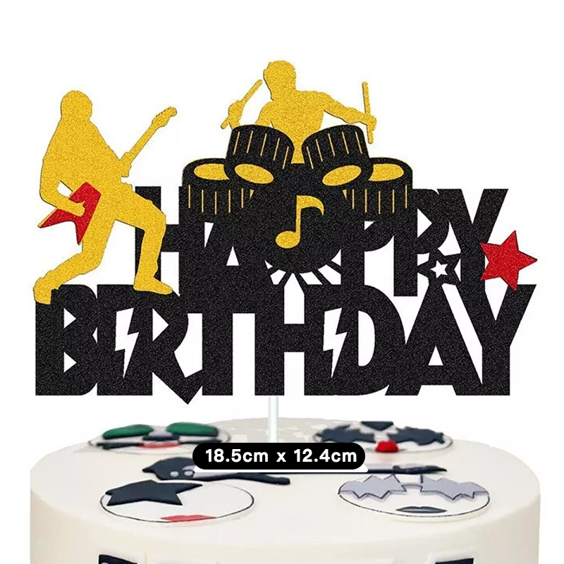 Music Concert Band Drum Guitar Birthday Cake Topper
