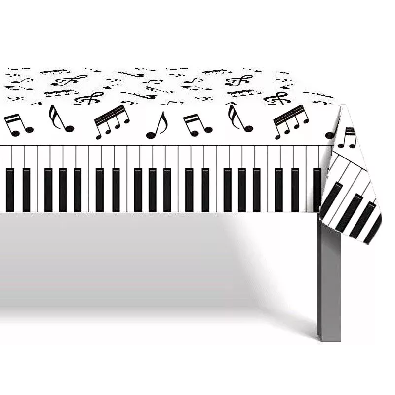 Music Notes Piano Keyboard Table Cover Plastic 220cm x 130cm
