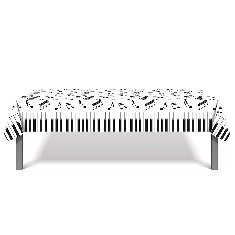 Music Notes Piano Keyboard Table Cover Plastic 220cm x 130cm