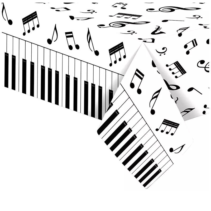Music Notes Piano Keyboard Table Cover Plastic 220cm x 130cm