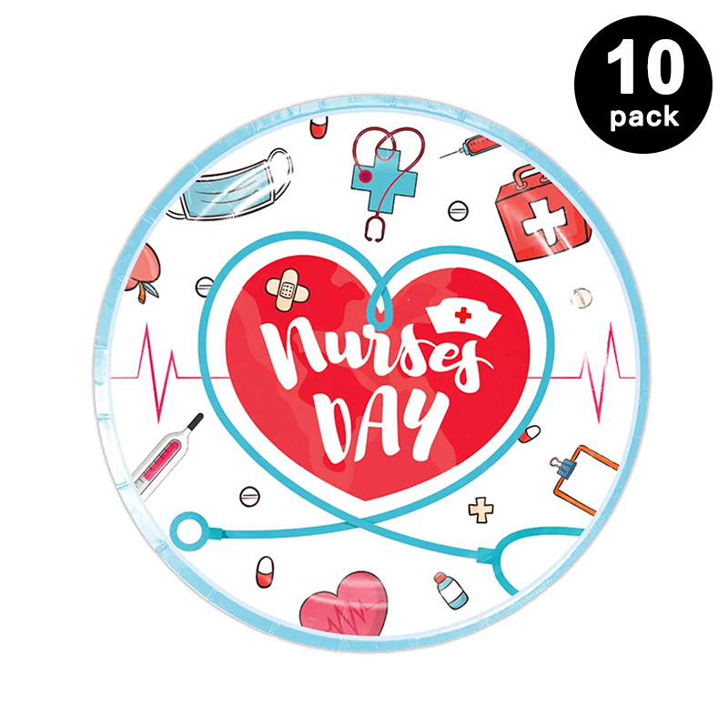 Thank You Nurse 7 inch 17cm Paper Plates Round 10 Pack