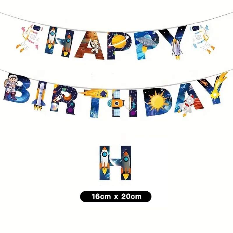 Outer Space Astronaut Theme Birthday Banner 2 Meter