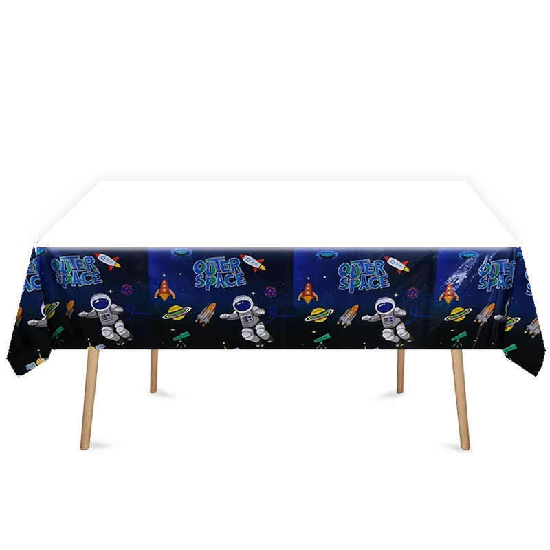 Outer Space Astronaut Table Cover Plastic 220cm x 130cm