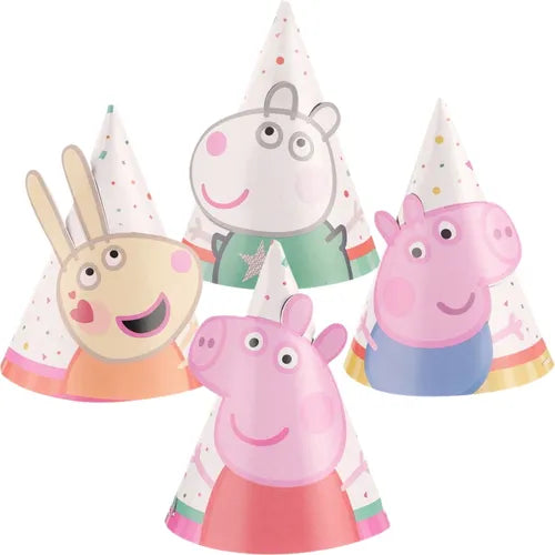 Peppa Pig Confetti Party Mini Paper Cone Hats 8 Pack