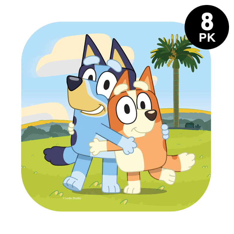 Bluey 9 inch Square Paper Plates 8 Pack