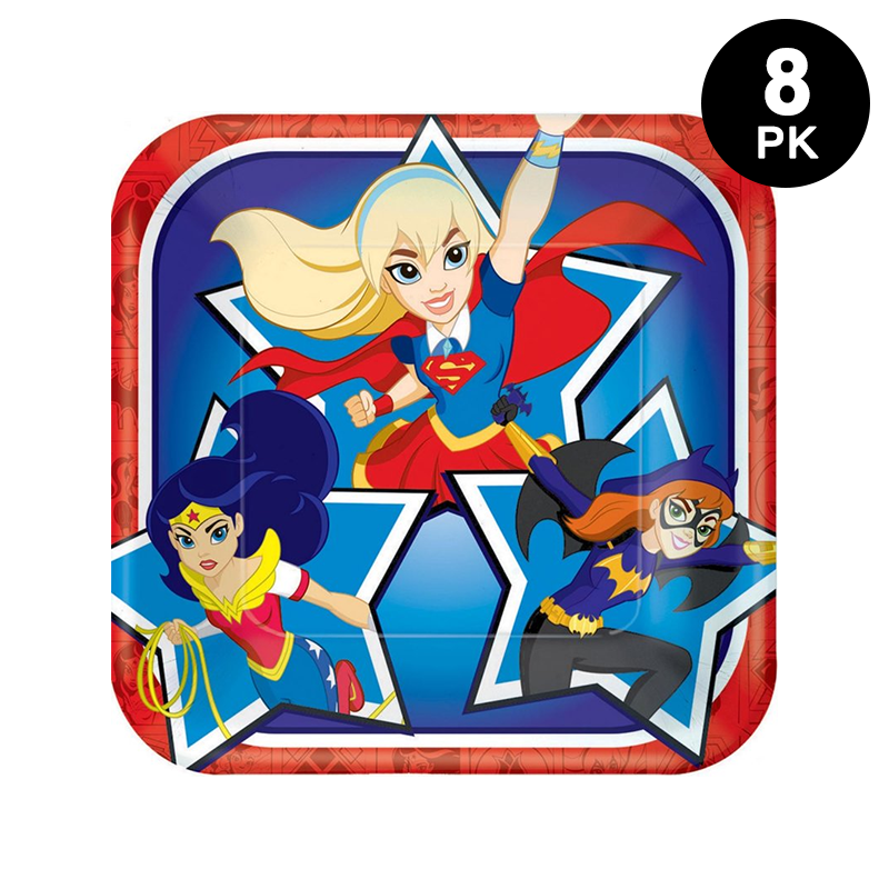 DC Superhero Girls 17cm 7 inch Square Paper Plates 8 Pack
