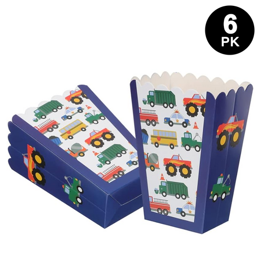 Construction Trucks Party Paper Popcorn Box 6 Pack