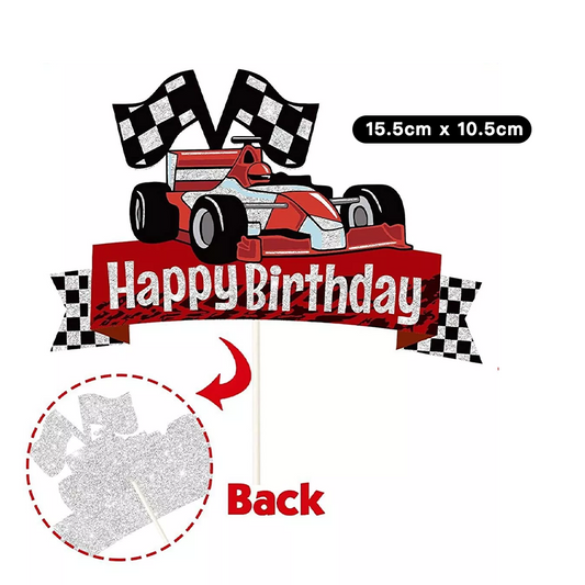 Racing Car Theme Birthday Cake Topper