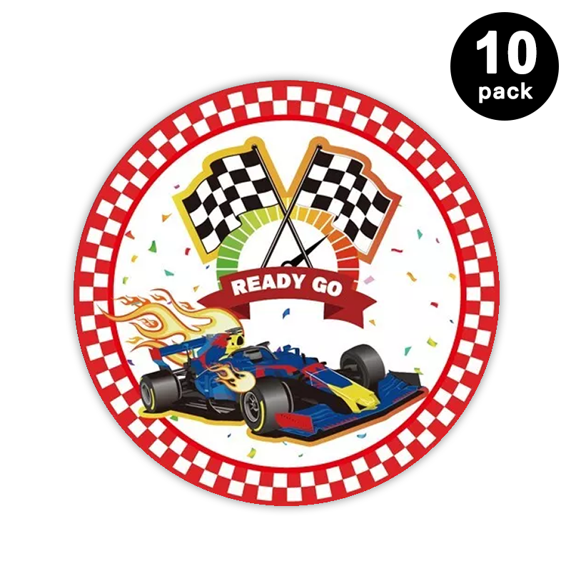 Racing Car 7 inch 17cm Paper Plates Round 10 Pack
