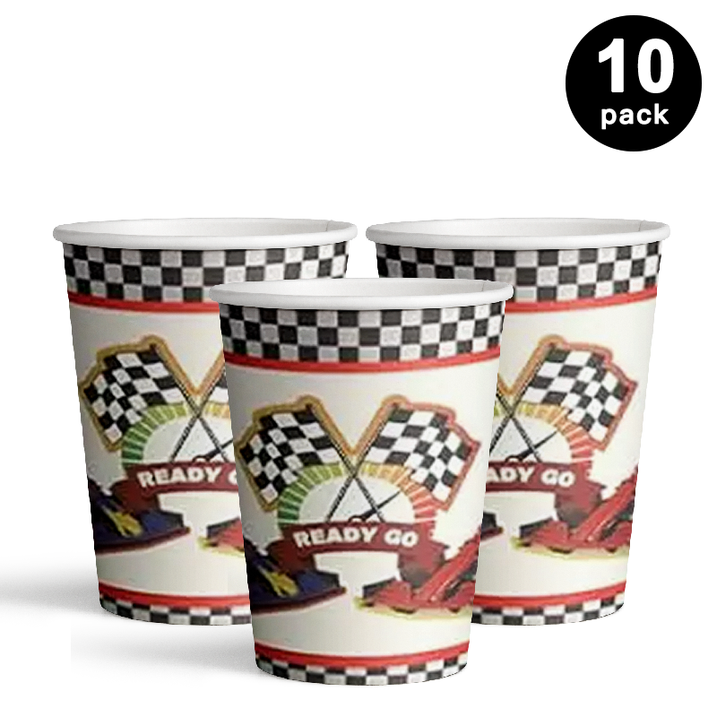Racing Car 250ml 8oz Paper Cups 10 Pack