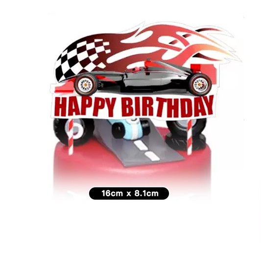 Racing Car Theme Birthday Cake Topper