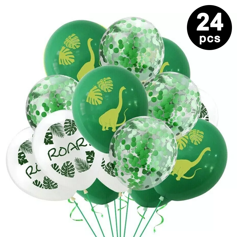 24pcs Roar Dinosaur Printed 12 inch Latex Confetti Balloons