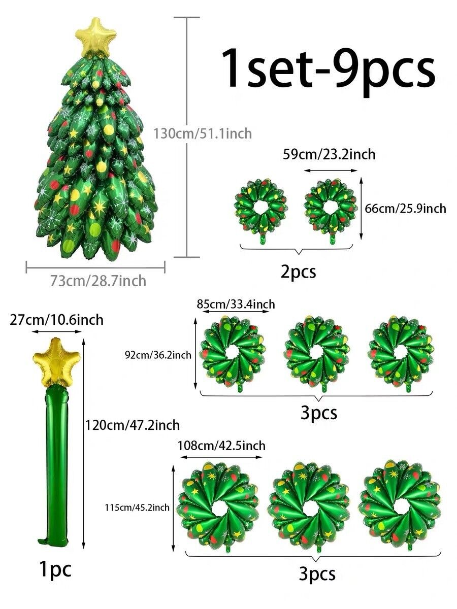 3D Super-shaped Christmas Tree Foil Balloon Set